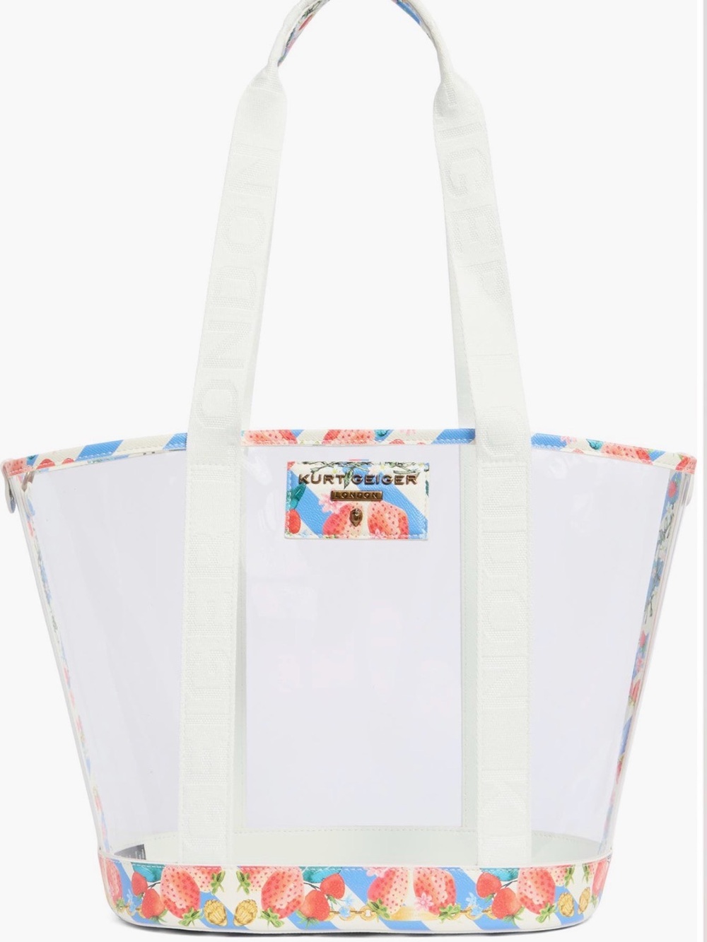 NWT KURT GEIGER HAMPSTEAD VINYL TOTE W WRISTLET POUCH AND DUST BAG